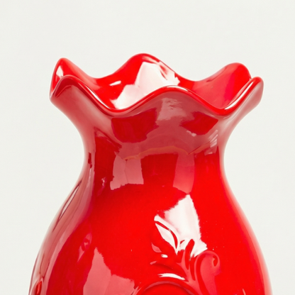 Vase céramique rouge design festif détail haut