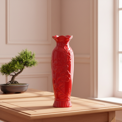 Vase céramique rouge design festif modèle A lifestyle