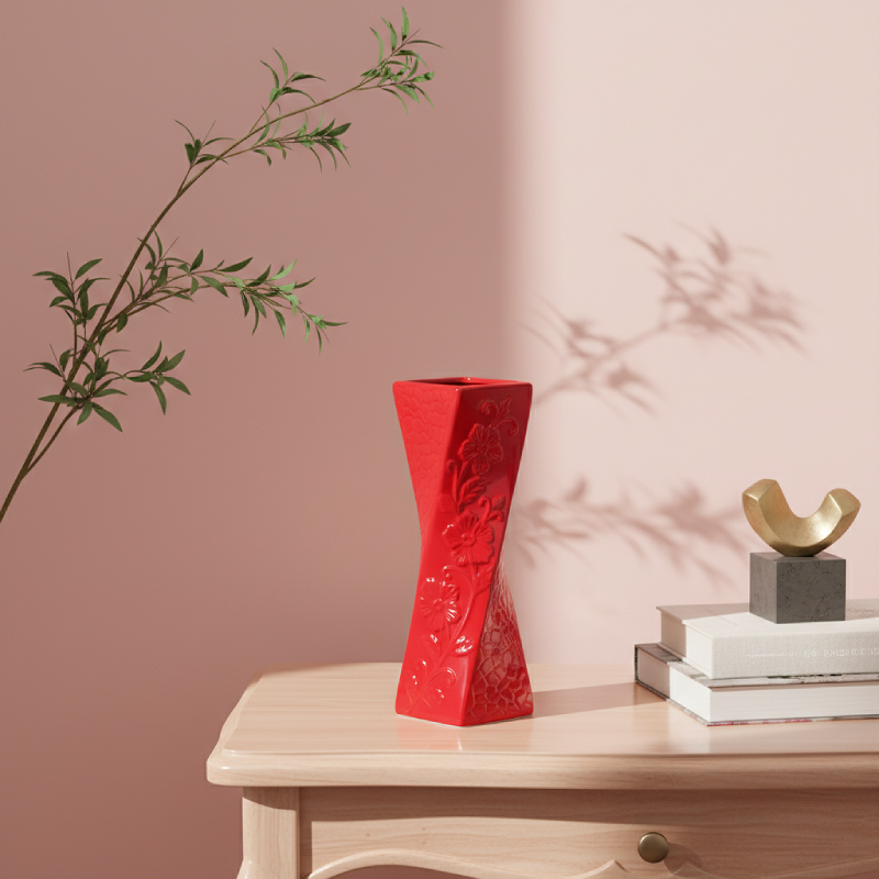 Vase céramique rouge design festif modèle C lifestyle