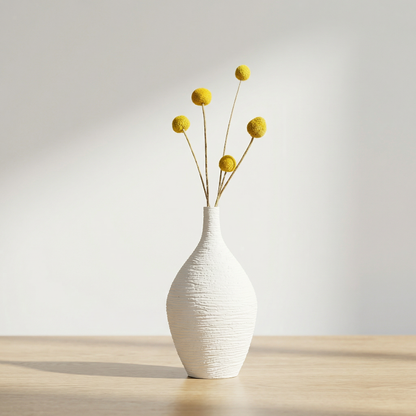Vase céramique texturée design contemporain minimaliste blanc L lifestyle