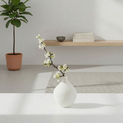 Vase céramique texturée design contemporain minimaliste blanc S lifestyle