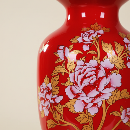 Vase chinois céramique rouge détail matière