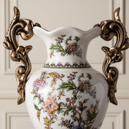 Vase double anses style européen raffiné mandis détail devant