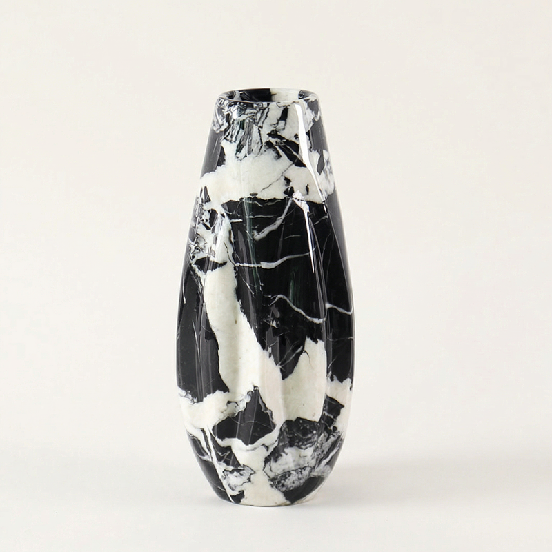 Vase marbre noir et blanc style luxueux taille L