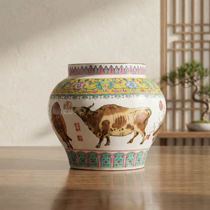 Vase porcelaine motif vache multicolor lifestyle