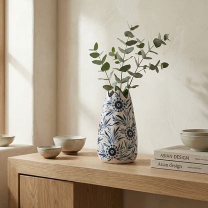 Vase porcelaine motifs fleurs de paysage L lifestyle