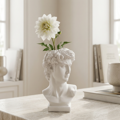 Vase résine blanc sculpture tête design nordique lifestyle