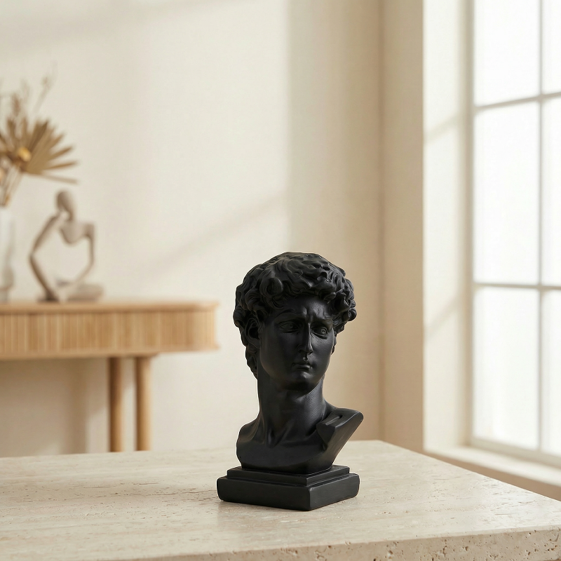 Vase résine noir sculpture tête design nordique lifestyle