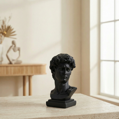 Vase résine noir sculpture tête design nordique lifestyle
