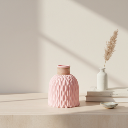 Vase texturé plastique design contemporain rose lifestyle