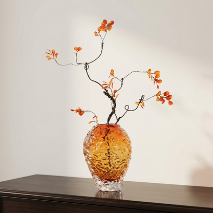 Vase verre ambre forme pierre volcanique taille L intérieur