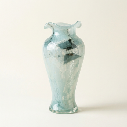 Vase verre bleu design dentelle vintage modèle A