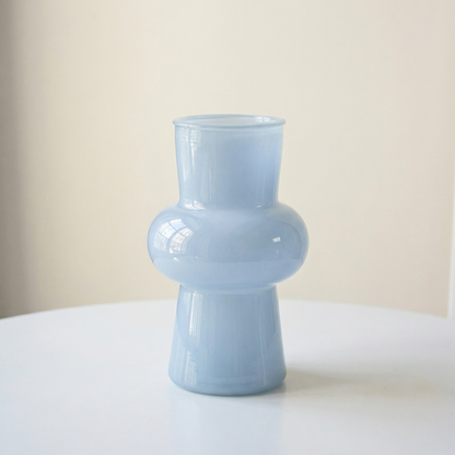 Vase verre bleu design lanterne