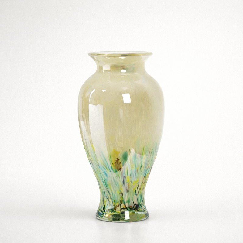Vase verre design élégant jaune finition glaçure