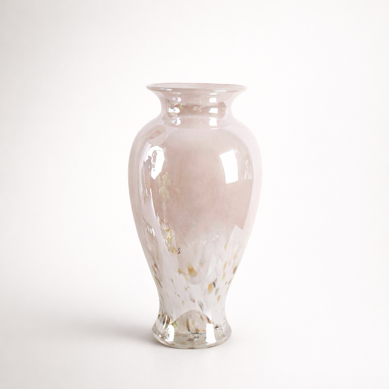 Vase verre design élégant rose poudré finition glaçure