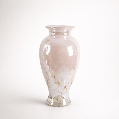 Vase verre design élégant rose poudré finition glaçure