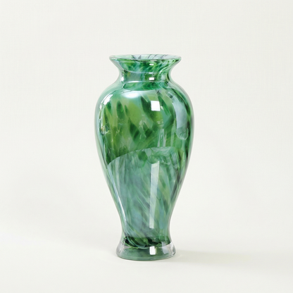Vase verre design élégant vert finition glaçure