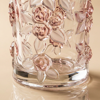 Vase verre design prunes rose détail bas