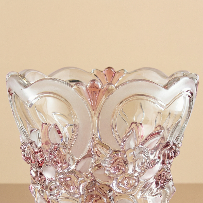 Vase verre design prunes rose détail haut