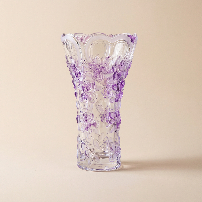 Vase verre design prunes violet