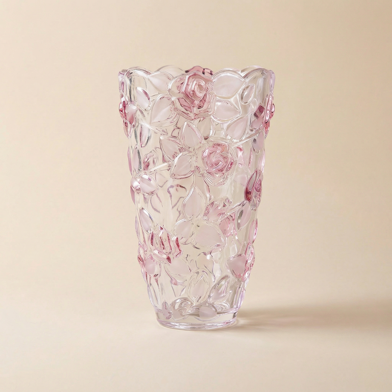 Vase verre design roses