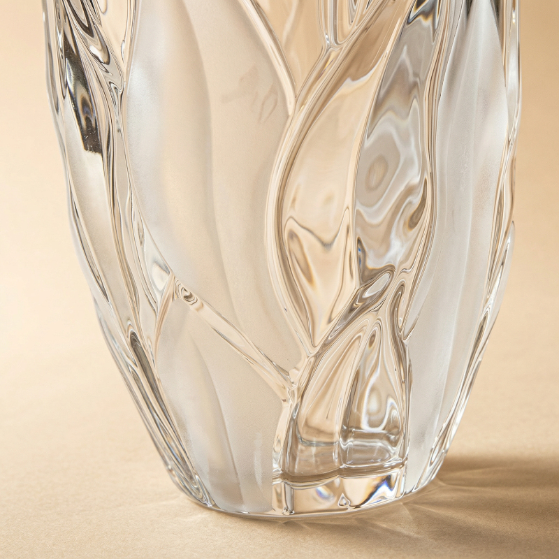 Vase verre design tulipes rose détail bas