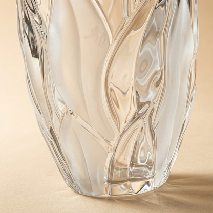 Vase verre design tulipes rose détail bas