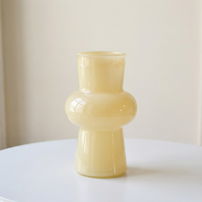 Vase verre jaune design lanterne