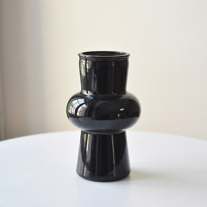 Vase verre noir design lanterne
