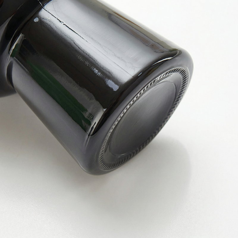 Vase verre noir design lanterne détail bas