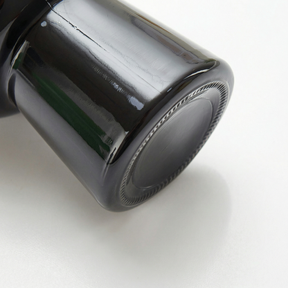 Vase verre noir design lanterne détail bas