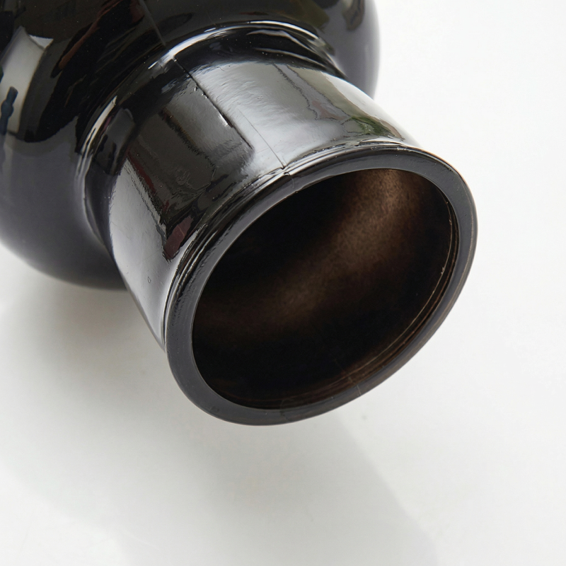 Vase verre noir design lanterne détail haut