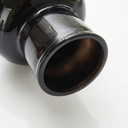 Vase verre noir design lanterne détail haut