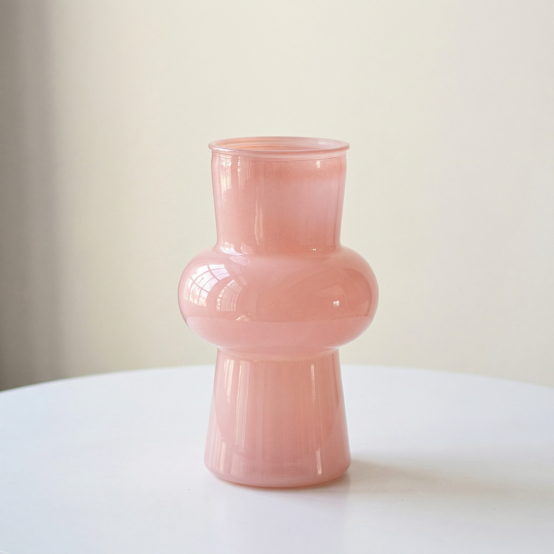 Vase verre rose design lanterne