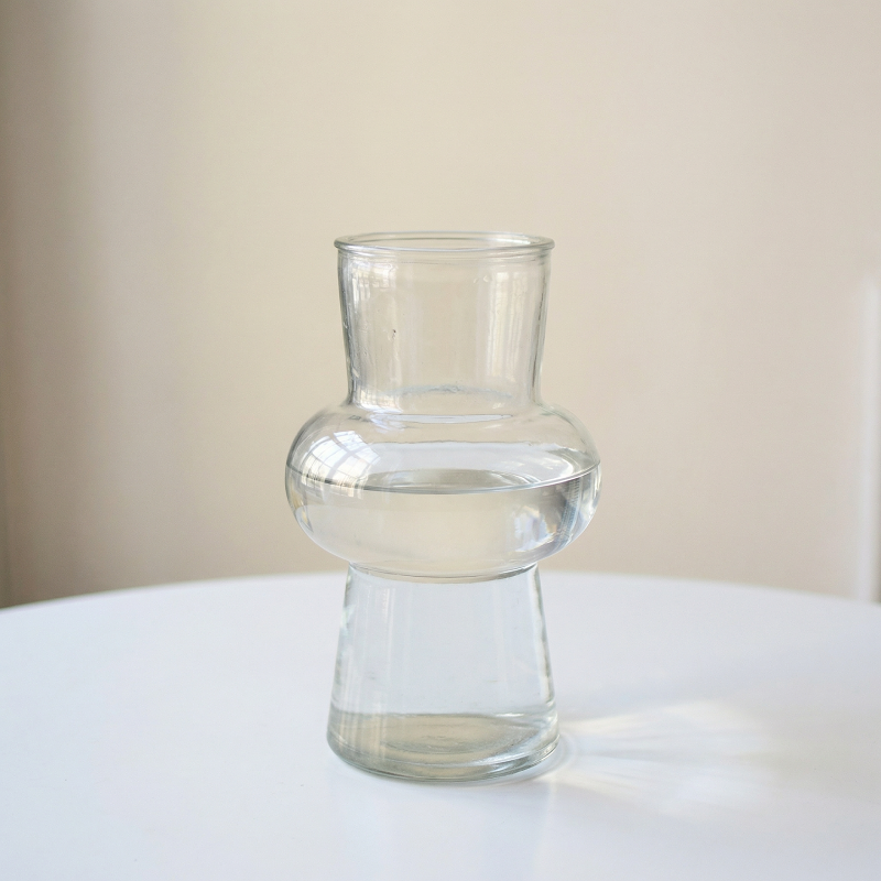 Vase verre transparent design lanterne