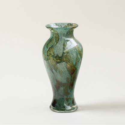 Vase verre vert design dentelle vintage modèle B