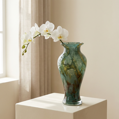 Vase verre vert design dentelle vintage modele B lifestyle