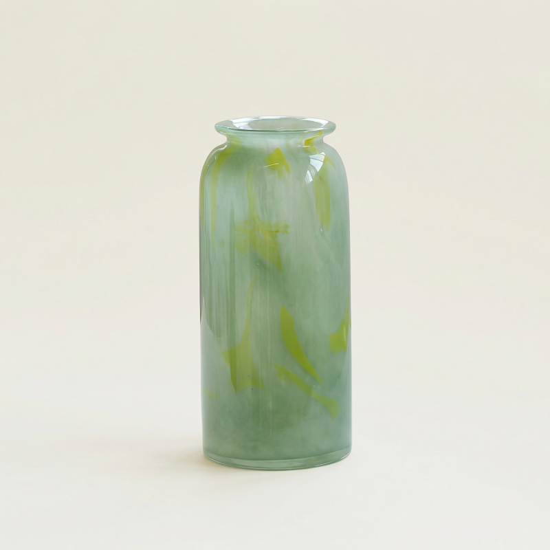 Vase verre vert design dentelle vintage modèle C