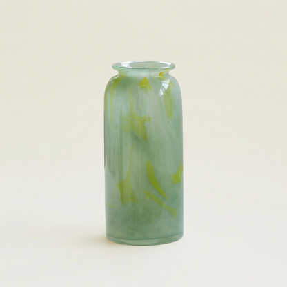 Vase verre vert design dentelle vintage modèle C
