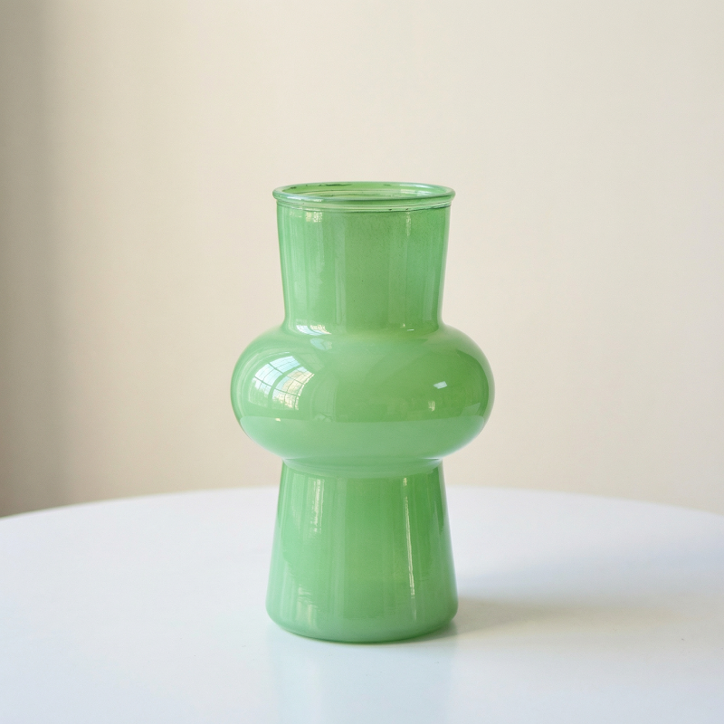 Vase verre vert design lanterne