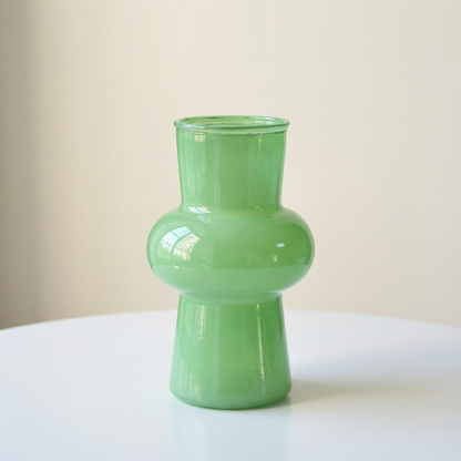 Vase verre vert design lanterne