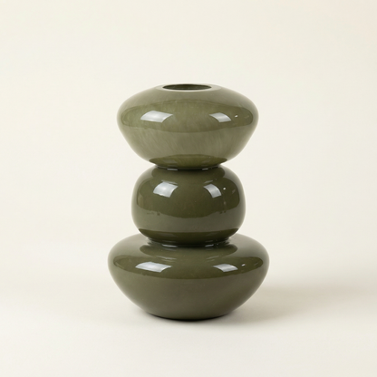 Vase verre vert foncé style Wabi-Sabi taille L