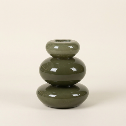 Vase verre vert foncé style Wabi-Sabi taille S