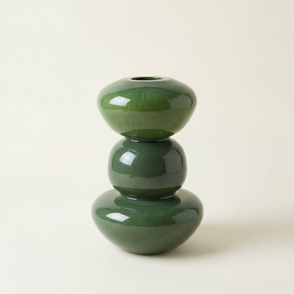 Vase verre vert style Wabi-Sabi