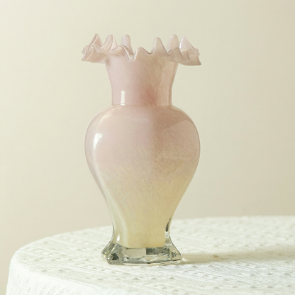 Vase verre vintage forme fleur rose dégradé