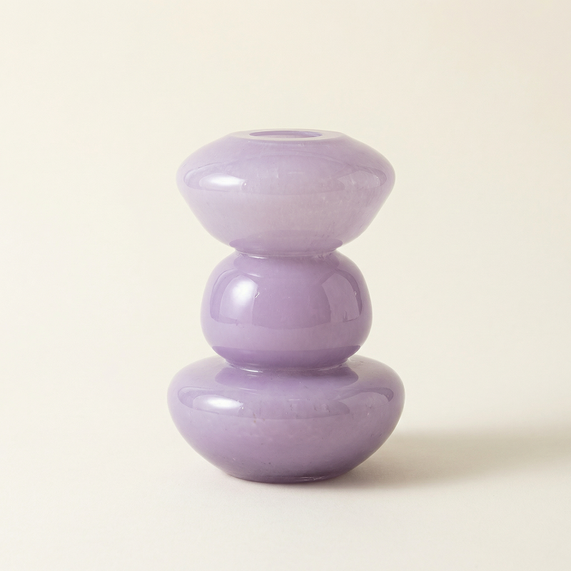 Vase verre violet style Wabi-Sabi