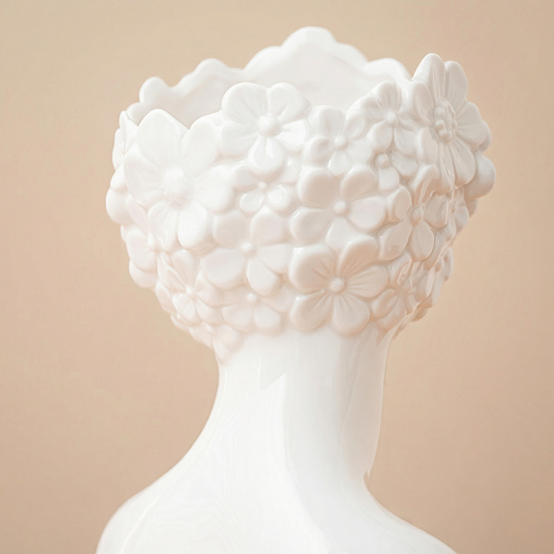 Vases buste en céramique blanche design floral – Sculpture décorative L'UNIVERS DU VASE