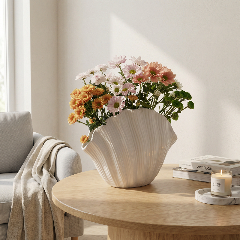 Vases en céramique forme coquillage