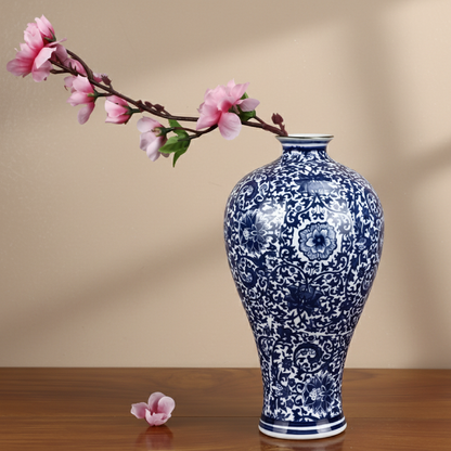 Vases en céramique bleu et blanc – Motifs traditionnels élégants L'univers-du-vase