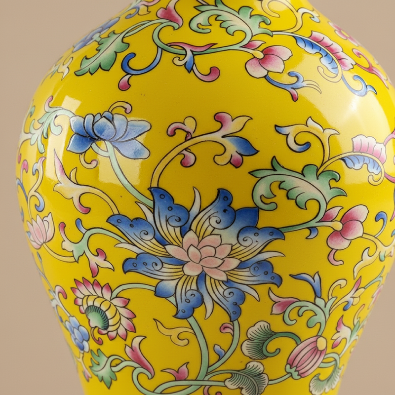 Vases chinois en céramique jaune – Motifs floraux décoratifs L'univers-du-vase